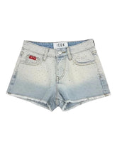 Carica l'immagine nel visualizzatore di Gallery, ICON Shorts Denim Chiaro con Strass Bambina e Ragazza - Junior &amp; Co.it