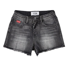 Load image into Gallery viewer, ICON Shorts Denim Nero con Strass Bambina e Ragazza - Junior &amp; Co.it