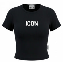 Load image into Gallery viewer, ICON T-Shirt Nera a Costine Bambina e Ragazza - Junior &amp; Co.it