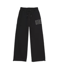 Load image into Gallery viewer, Pantaloni Wide Leg in Felpa ICON Logo Strass - Nero - Junior &amp; Co.it