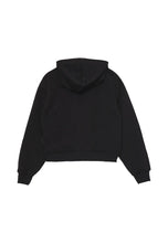 Load image into Gallery viewer, Felpa Cropped con Cappuccio ICON Logo in Strass - Nero - Junior &amp; Co.it