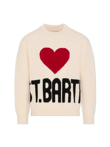 Mc2 Saint Barth Maglia Panna Kyla con Jacquard Cuore St. Barth