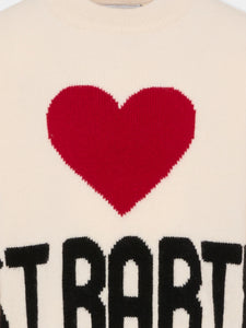 Mc2 Saint Barth Maglia Panna Kyla con Jacquard Cuore St. Barth