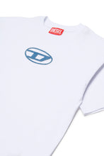 Load image into Gallery viewer, DIESEL T-Shirt Bianca con Logo sul Petto in Denim - Junior &amp; Co.it