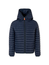 Load image into Gallery viewer, SAVE THE DUCk Giubbino Blu Lime con Cappuccio per Bambini e Ragazzi Huey