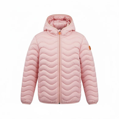 Save The Duck Giubbotto Piumino Animal Free per Bambina Ima Rosa Trapuntato a Onde con Cappuccio