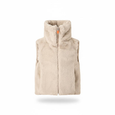 Save The Duck Gilet Reversibile mon Zenia in Eco Pelliccia Beige Chiaro
