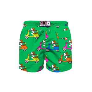 Costume boxer,Saint Barth,  Verde Stampa Snoopy Vespa