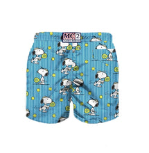 Load image into Gallery viewer, MC SAINT BARTH  Costume Boxer Jean a Righe Bianche e Azzurre Stampa Snoopy Tennis - Junior &amp; Co.it