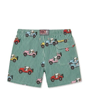 Load image into Gallery viewer, MC2 SAINT BARTH Costume Boxer Jean Righe Verdi e Bianche Stampa Snoopy SUV Colorati - Junior &amp; Co.it