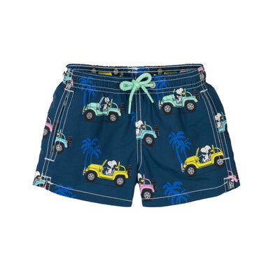 Mc2 Saint Barth Costume Boxer Mare Jean Blu Stampa Macchine Colorate