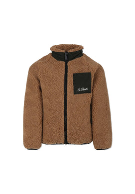 Mc2 Saint Barth Giacca Beige Sherpa da Bambino Keystone con Stampa sul Dietro