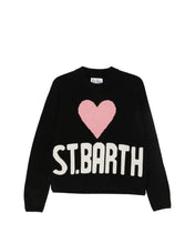 Load image into Gallery viewer, MC2 SAINT BARTH Maglia Kyla Nera con Jacquard Cuore St. Barth