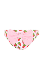 Carica l'immagine nel visualizzatore di Gallery, MC2 SAINT BARTH Costume Slip da Bambina a Quadretti Rosa con Stampa Fragole e Fiocco sul Dietro - Junior &amp; Co.it