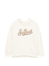 Carica l'immagine nel visualizzatore di Gallery, MC2 SAINT BARTH Felpa con Cappuccio Mindy Panna con Inserto Logo Tartan