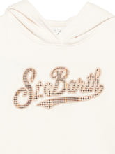 Carica l'immagine nel visualizzatore di Gallery, MC2 SAINT BARTH Felpa con Cappuccio Mindy Panna con Inserto Logo Tartan
