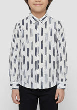Carica l'immagine nel visualizzatore di Gallery, ANTONY MORATO Camicia per Bambini e Ragazzi Bianca Regular Fit in Cotone Soft Touch con Fantasia Blu
