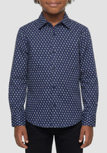 Load image into Gallery viewer, ANTONY MORATO Camicia Blu Regular Fit in Cotone Soft Touch con Microfantasia Bianca