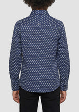 Load image into Gallery viewer, ANTONY MORATO Camicia Blu Regular Fit in Cotone Soft Touch con Microfantasia Bianca