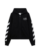 Load image into Gallery viewer, L/AB c/o OFF WHITE Felpa Nera Aperta con Cappuccio
