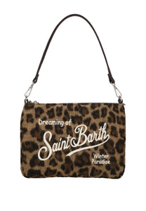 Mc2 Saint Barth Borsa a Spalla Parisienne Mini in Felt Misto Lana Leopardato Dimensioni: 22 x 16 cm