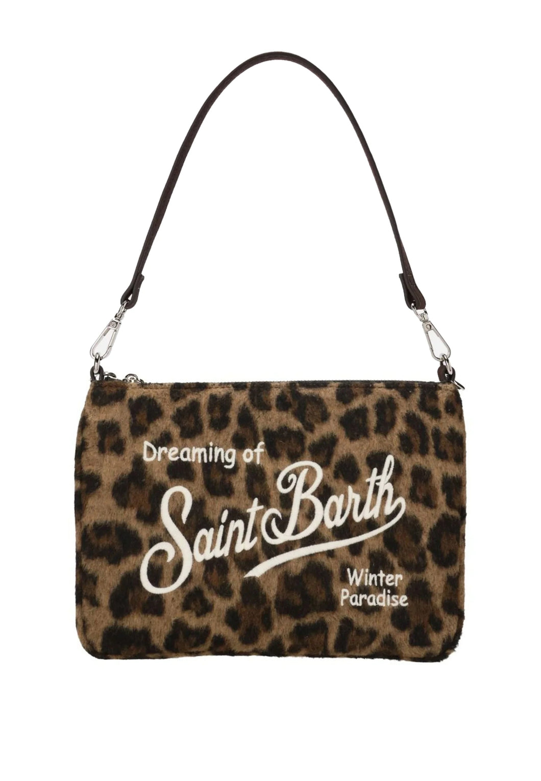 Mc2 Saint Barth Borsa a Spalla Parisienne Mini in Felt Misto Lana Leopardato Dimensioni: 22 x 16 cm