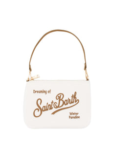 Mc2 Saint Barth Borsa a Spalla Parisienne Mini Felt in Misto Lana Panna Dimensioni: 22 x 16 cm