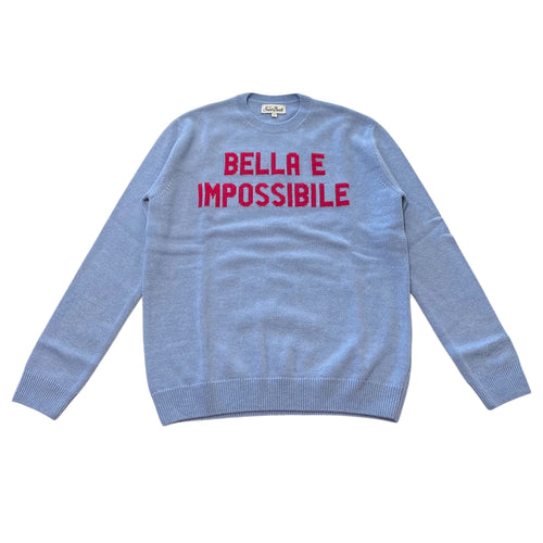 MC Saint Barth Maglia Princess Azzurra con Scritta Bella e Impossibile Fucsia