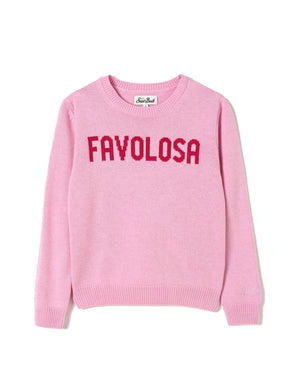 Mc2 Saint Barth Maglia in Lana Rosa con Ricamo Favolosa
