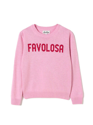 Mc2 Saint Barth Maglia in Lana Rosa con Ricamo Favolosa