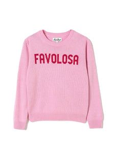 Mc2 Saint Barth Maglia in Lana Rosa con Ricamo Favolosa