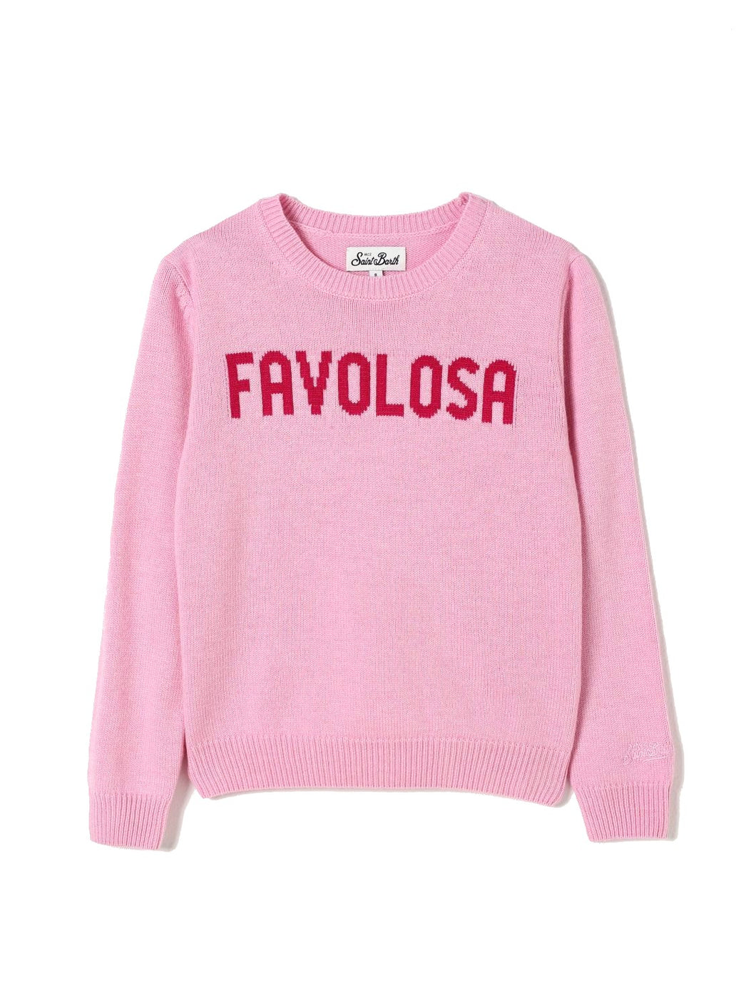 Mc2 Saint Barth Maglia in Lana Rosa con Ricamo Favolosa