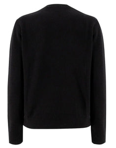 Mc2 Saint Barth Maglia in Lana Nera con Ricamo in Lurex Argento Adoro