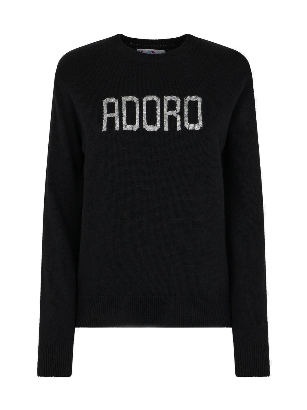 Mc2 Saint Barth Maglia in Lana Nera con Ricamo in Lurex Argento Adoro