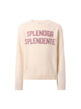 Carica l&#39;immagine nel visualizzatore di Gallery, Mc2 Saint Barth Maglia Girocollo Panna con Scritta Slendida Splendente in Lurex Rosa