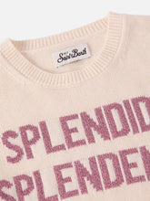 Carica l&#39;immagine nel visualizzatore di Gallery, Mc2 Saint Barth Maglia Girocollo Panna con Scritta Slendida Splendente in Lurex Rosa