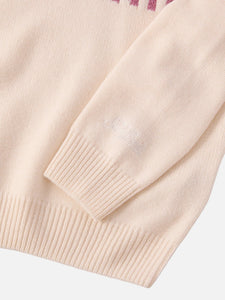 Mc2 Saint Barth Maglia Girocollo Panna con Scritta Slendida Splendente in Lurex Rosa