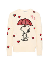 Load image into Gallery viewer, MC2 SAINT BARTH Maglia Panna in Misto Cashmere Princess con Jacquard Snoopy e Scritta Falling in Love