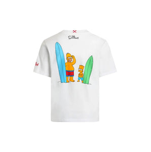 Mc2 Saint Barth T-Shirt da Bambino in Cotone Bianco con Stampa e Ricamo Bart e Homer L'Edizione Speciale Simpson