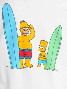 Mc2 Saint Barth T-Shirt da Bambino in Cotone Bianco con Stampa e Ricamo Bart e Homer L'Edizione Speciale Simpson