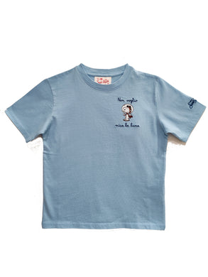 Mc2 Saint Barth T-Shirt da Bambino in Cotone Celeste con Ricamo Non Voglio Mica la Luna 4 Anni