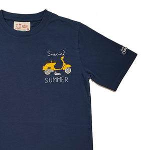 Mc2 Saint Barth T-Shirt Blu Stampa Vespa Special Summer