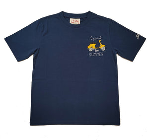 Mc2 Saint Barth T-Shirt Blu Stampa Vespa Special Summer
