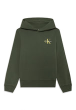 Carica l&#39;immagine nel visualizzatore di Gallery, Calvin Klein Jeans Felpa con Cappuccio in Cotone Verde con Logo sul Petto