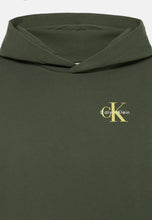 Carica l&#39;immagine nel visualizzatore di Gallery, Calvin Klein Jeans Felpa con Cappuccio in Cotone Verde con Logo sul Petto