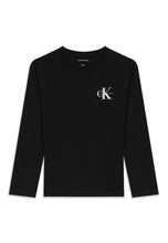 Carica l&#39;immagine nel visualizzatore di Gallery, Calvin Klein Jeans T-Shirt Manica Lunga in Cotone Nero con Logo sul Petto
