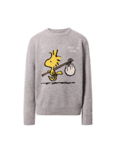 Carica l&#39;immagine nel visualizzatore di Gallery, Mc2 Saint Barth Maglia Girocollo Grigia con Ricamo Peanuts sul Davanti e Scritta Vado dai Nonni