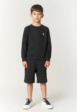 Carica l'immagine nel visualizzatore di Gallery, U.S. POLO ASSN Pantalone nero corto sportivo per bambini e ragazzi con vita elasticizzata e tasche laterali