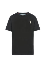 Carica l'immagine nel visualizzatore di Gallery, U.S. POLO ASSN T-shirt nera in cotone per bambini e ragazzi con logo ricamato