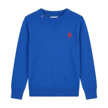 Carica l'immagine nel visualizzatore di Gallery, U.S. POLO ASSN Maglia blu royal girocollo per bambini e ragazzi in cotone